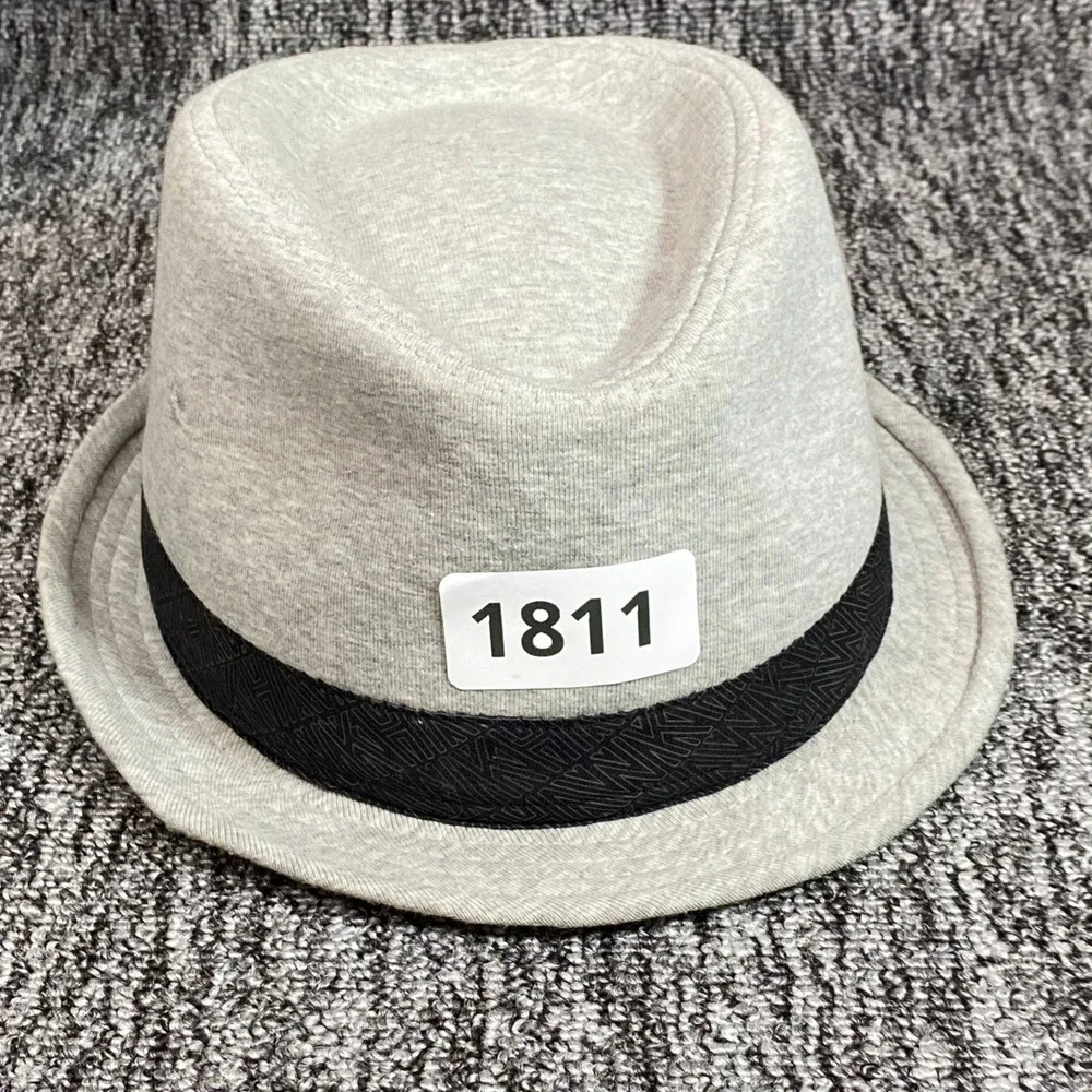Tony Hawk Fedora Hat Mens L/XL Heather Grey Knit Trilby Skull Crossbones Pin